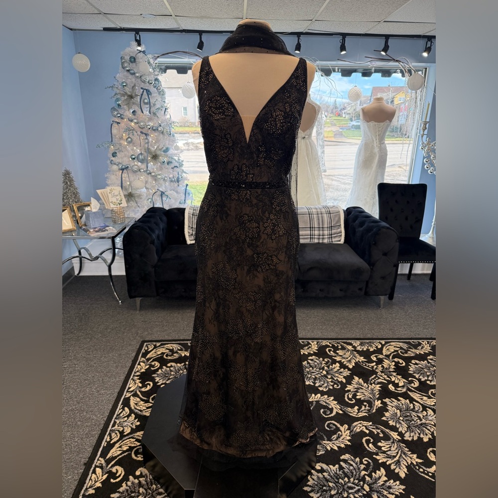 Elegant Black/nude Lace Gown